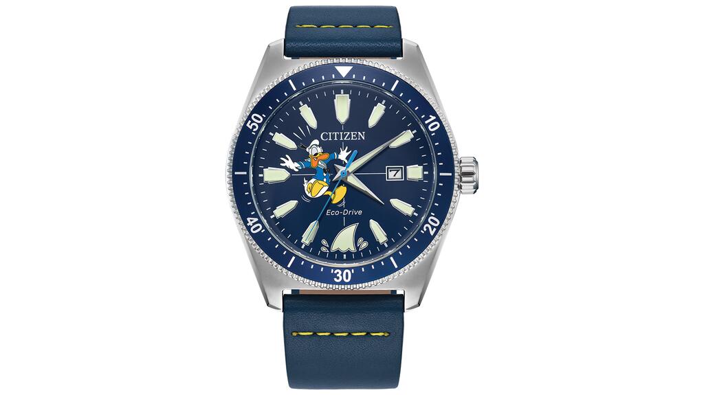 The design of the new Disney Donald Duck watch ($350) was inspired by a cartoon short called “Sea Scouts.” 20230228_3-Disney Citizen.jpg
